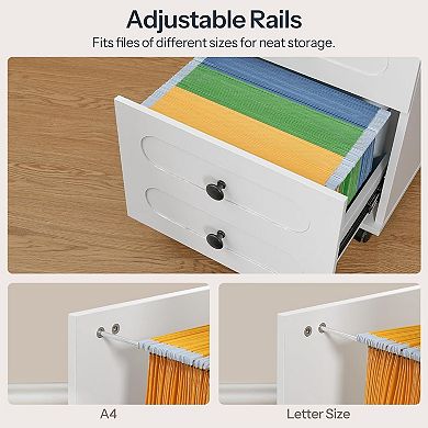 3-Drawer Mobile File Cabinet with Lock, Full-Extension Drawers, and Casters for Home or Office