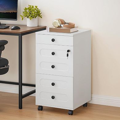 3-Drawer Mobile File Cabinet with Lock, Full-Extension Drawers, and Casters for Home or Office