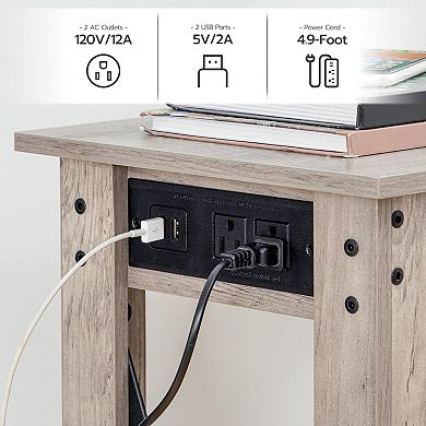 Console Table with Charging Station, 2 Tier Entryway Table with 2 AC Outlets and 2 USB Ports