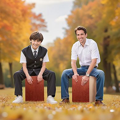 Compact Wooden Cajon Drum Box with Adjustable Strings for Seated Play