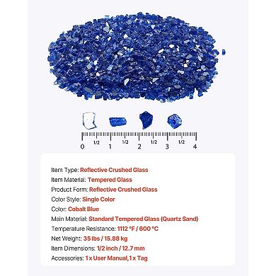 Tempered Quartz Fire Glass Rocks for Fire Pits, Fireplaces, or Gas Fire Features