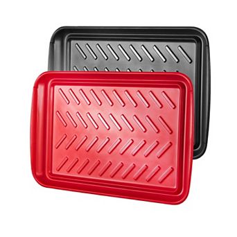 2 pc Melamine Serving Tray Set with Slip-Resistant Surface