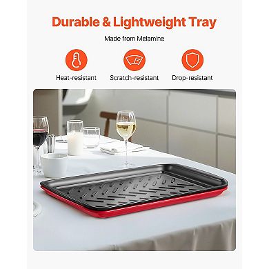 2-Piece Melamine Serving Tray Set with Slip-Resistant Surface