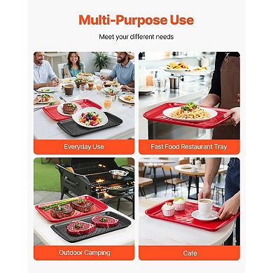 2-Piece Melamine Serving Tray Set with Slip-Resistant Surface