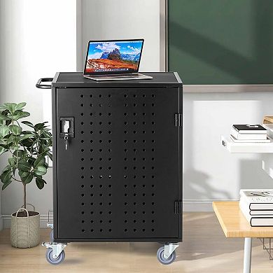 36-Slot Mobile Device Charging Cart with Power Strip and Cable Management