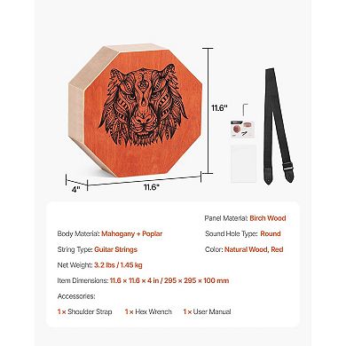 Travel Cajon Box Drum Lightweight Hand Percussion with Built-In Guitar Strings