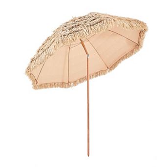 Tiki Patio Umbrella with Tilt Canopy Thatch Cover Metal Frame