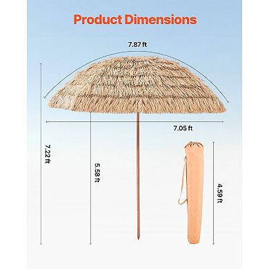 Tiki Patio Umbrella with Tilt Canopy Thatch Cover Metal Frame
