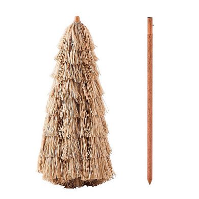 Tiki Patio Umbrella with Tilt Canopy Thatch Cover Metal Frame