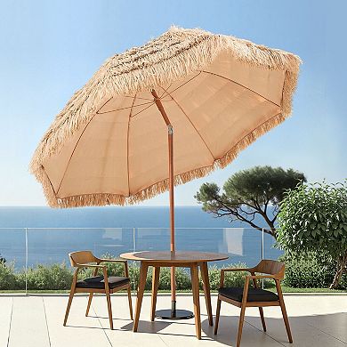 Tiki Patio Umbrella with Tilt Canopy Thatch Cover Metal Frame