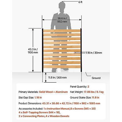 Wooden Privacy Fence Kit for Backyard, Garden, AC Units and Trash Bin Screening