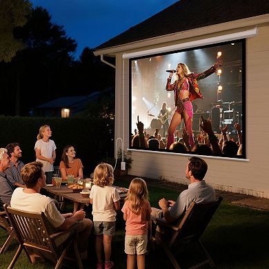 Motorized Projector Screen Wall Mount Home Theater Movie Night Indoor Outdoor