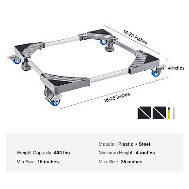 Tool-Free Adjustable Mobile Base for Appliances with Locking Wheels and Reinforced Support