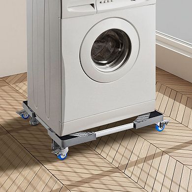Tool-Free Adjustable Mobile Base for Appliances with Locking Wheels and Reinforced Support