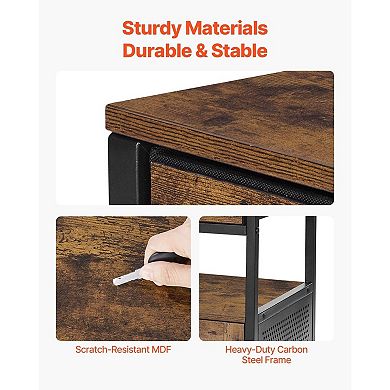 Farmhouse Coffee Bar Cabinet with Wheels, Mesh Doors and Storage Shelves