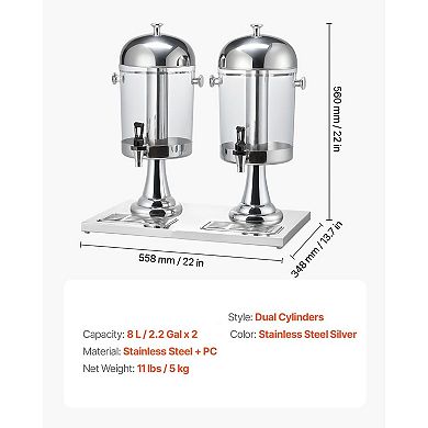 Dual Beverage Dispenser for Parties with No-Drip Spigots and Drip Tray