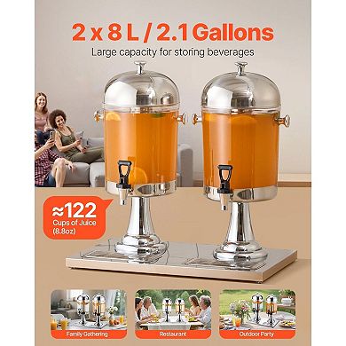 Dual Beverage Dispenser for Parties with No-Drip Spigots and Drip Tray