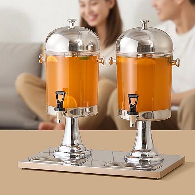 Dual Beverage Dispenser for Parties with No-Drip Spigots and Drip Tray