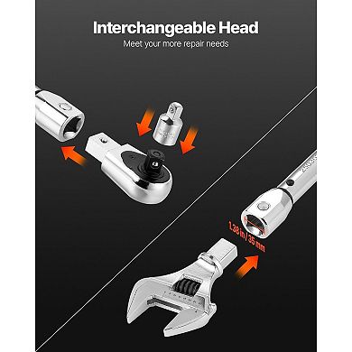 Click Torque Wrench Set with Heavy-Duty Case, One-Hand Socket Change, Rust-Resistant