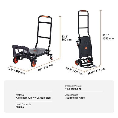 Convertible Hand Truck and Platform Cart Lightweight Folding Design