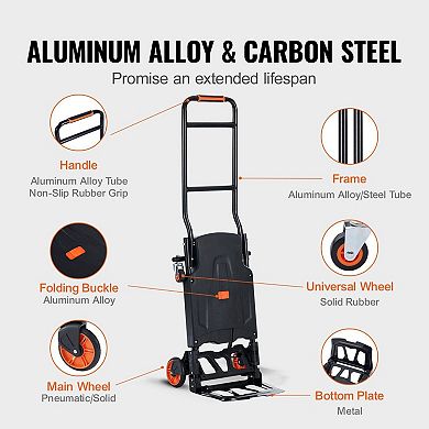 Convertible Hand Truck and Platform Cart Lightweight Folding Design