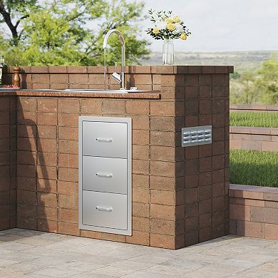 3-Tier Stainless Steel Kitchen Drawer for Utensils, Dishes, and BBQ Tools