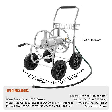 Outdoor Rolling Hose Reel Cart with Large Capacity and Gear Rewind