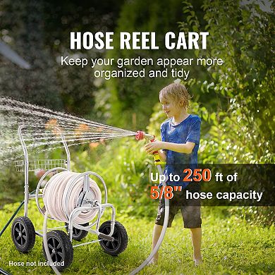 Outdoor Rolling Hose Reel Cart with Large Capacity and Gear Rewind