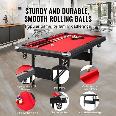 Foldable Billiard Table with Complete Pool Accessories and Adjustable Legs