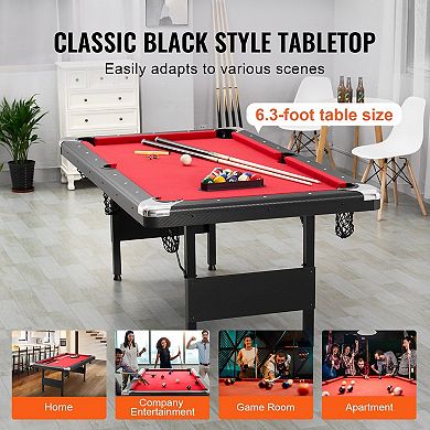 Foldable Billiard Table with Complete Pool Accessories and Adjustable Legs