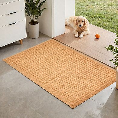 Indoor Outdoor Door Mat with Pet-Friendly Reinforced Edges and Textured Surface