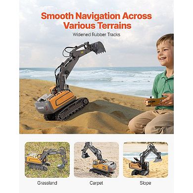 1:20 Scale RC Excavator with Rotating Cab, Rubber Tracks, Remote Control Toy for Kids