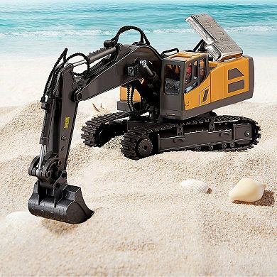 1:20 Scale RC Excavator with Rotating Cab, Rubber Tracks, Remote Control Toy for Kids