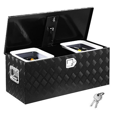 Aluminum Truck Bed Tool Box with Sliding Shelves and Lock for Pickup Storage