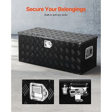 Aluminum Truck Bed Tool Box with Sliding Shelves and Lock for Pickup Storage