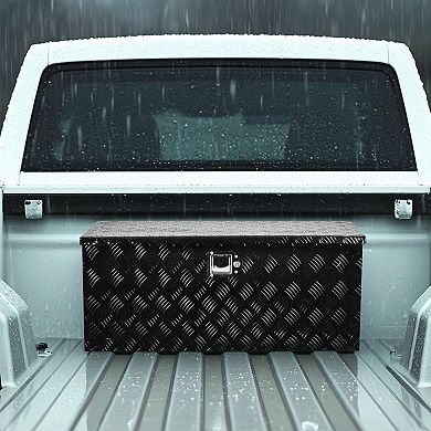 Aluminum Truck Bed Tool Box with Sliding Shelves and Lock for Pickup Storage
