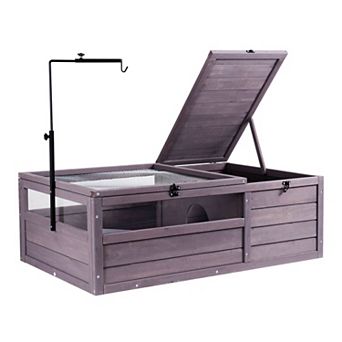 Indoor Reptile Enclosure with Dual Rooms, Mesh Vent Panel, Lamp Holder