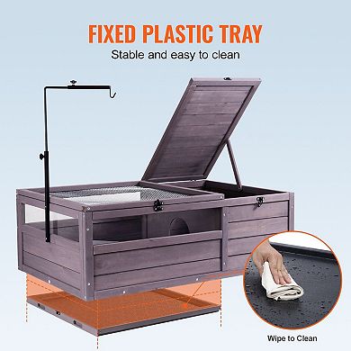 Indoor Reptile Enclosure with Dual Rooms, Mesh Vent Panel, Lamp Holder