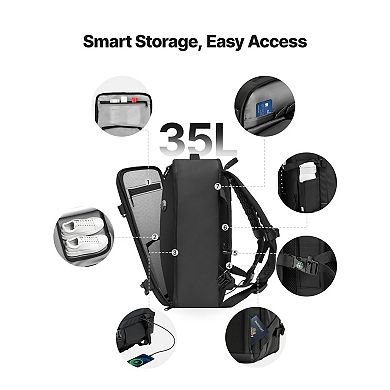 Multifunction Vacuum Travel Backpack with Rechargeable Pump, 25-35L Expandable Capacity