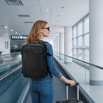 Multifunction Vacuum Travel Backpack with Rechargeable Pump, 25-35L Expandable Capacity