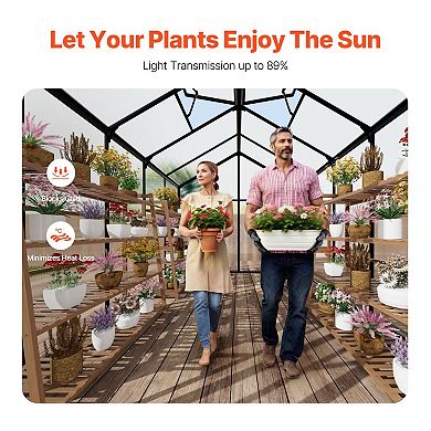 Walk-In Greenhouse with Durable Aluminum Frame and Hinge Door for Plants