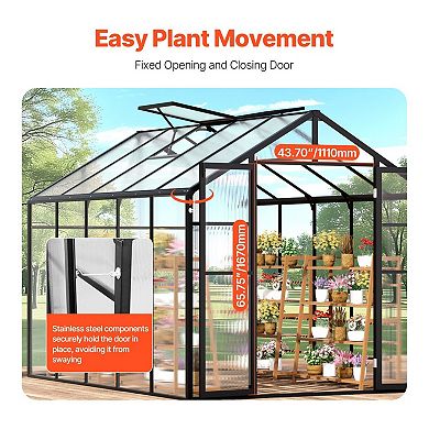 Walk-In Greenhouse with Durable Aluminum Frame and Hinge Door for Plants