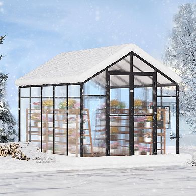 Walk-In Greenhouse with Durable Aluminum Frame and Hinge Door for Plants
