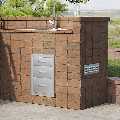 3 Tier Compact Stainless Steel Drawer for Kitchen, BBQ, or Outdoor Cooking Spaces