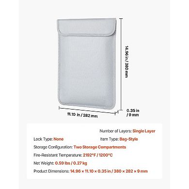 Fireproof and Waterproof Document Bag for Papers, Cash, and Electronics