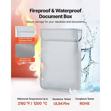 Fireproof and Waterproof Document Bag for Papers, Cash, and Electronics