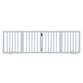 Freestanding Wooden Dog Gate Adjustable Width with Foldable Panels