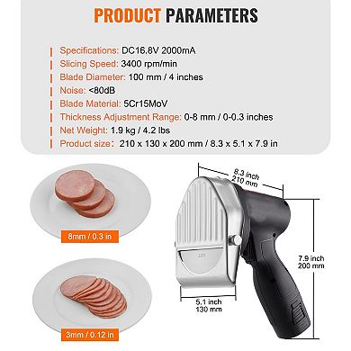 Battery-Powered Turkish Shawarma Knife with Detachable Stainless Steel Blades
