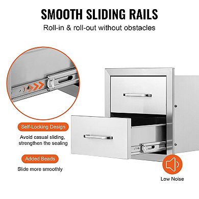 2-Tier Stainless Steel Kitchen Drawer for Utensils, Dishes, and BBQ Tools