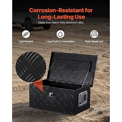 Aluminum Truck Bed Tool Box with Lock and Carry Handles for Pickup Storage